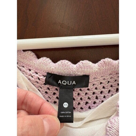 AQUA NWT Marled Crochet Boho Sleeveless Mini Dress in Lavender Purple Size XS - Picture 7 of 13